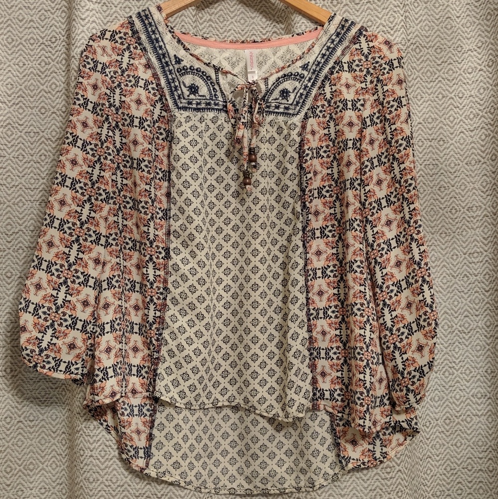 Xhilaration Multi-Pattern Tie Top Size Small